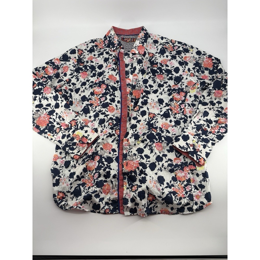 Spazio Uomo Mens XL Loud Floral Club Buttondown Longsleeve Shirt Party Night